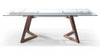 Modern Extending Glass Conference Table w/ Angled Walnut Legs (63" W to 95" W)