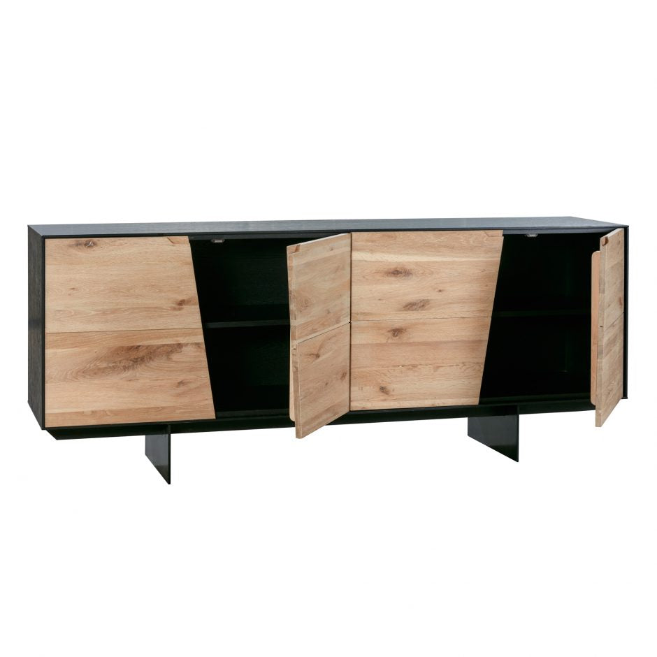 Gorgeous 79" Credenza with Asymmetrical Oak Doors