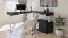 72" L-Shaped Adjustable Ergonomic Desk with Small Credenza in Black & White