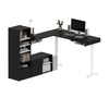 Set of Two 88" L-Shaped Adjustable Desks with Built-in Storage in Black/White