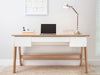 59" White & Oak Modern Executive Desk with Trestle Legs