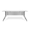 Modern White Lacquer 71" Executive Office Desk with Chrome Base