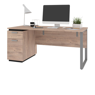 66" Rustic Brown & Graphite Executive Desk with Pedestal
