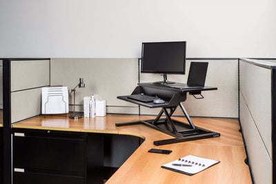 Sleek Black Desk Riser w/ Pneumatic Lift