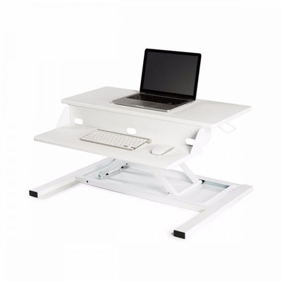 Sleek White Desk Riser w/ Pneumatic Lift