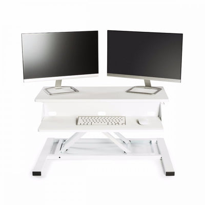Sleek White Desk Riser w/ Pneumatic Lift