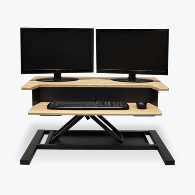 Wood Veneer Desk Riser w/ Pneumatic Lift