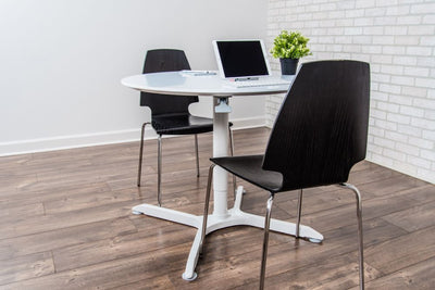Classic 31" Round White Meeting Table w/ Pneumatic Lift