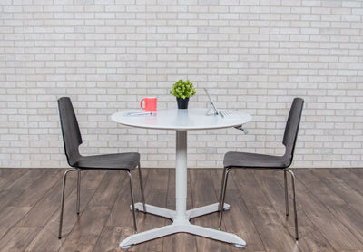 Classic 31" Round White Meeting Table w/ Pneumatic Lift