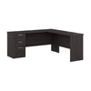 65" L-Shaped Desk in Charcoal Maple with File Cabinet