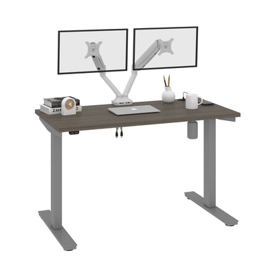 48" Twin Monitor Adjustable Desk in Bark Gray/Light Gray