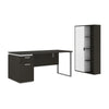 66" Deep Gray and White Desk Set with Large Cabinet