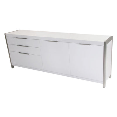 75" Modern White Storage Credenza