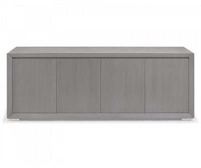 80" Glossy Gray Oak Veneer Storage Credenza