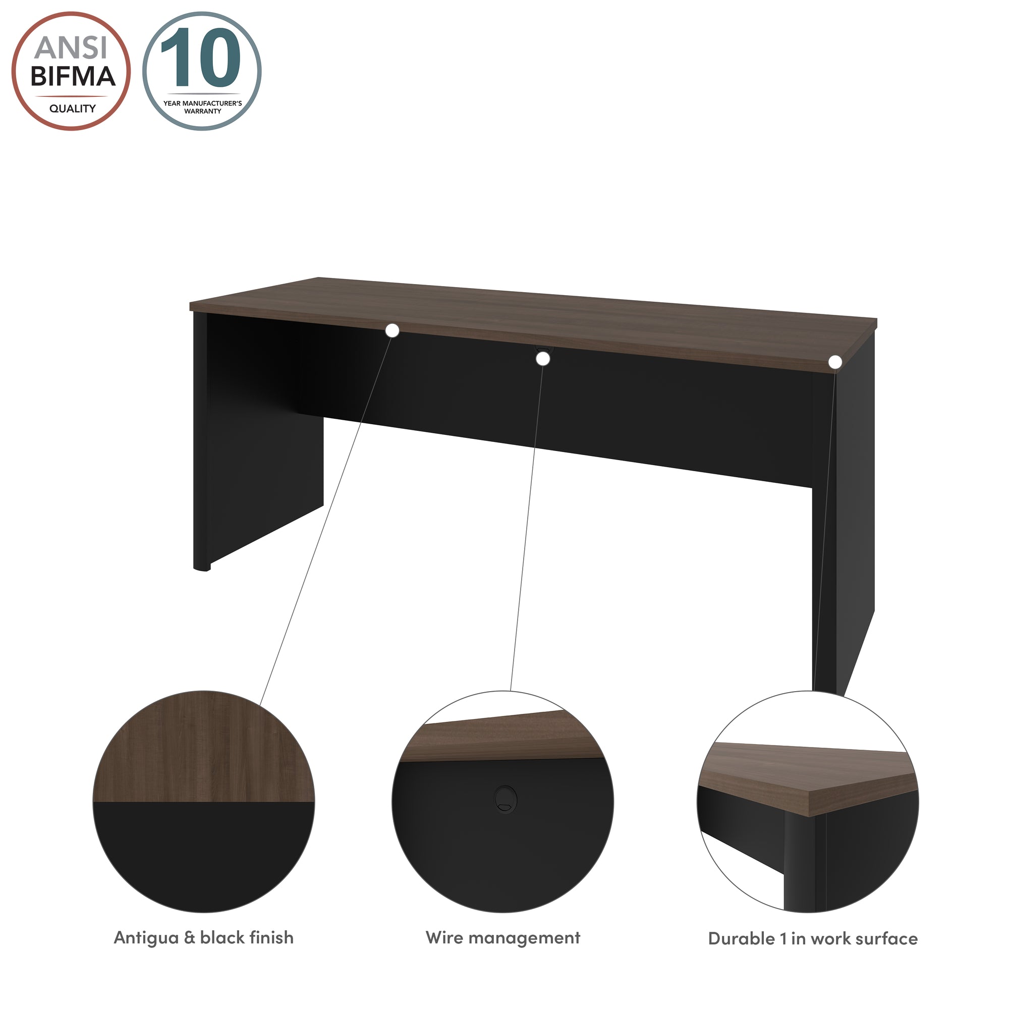 Antigua and Black 71" Narrow Desk