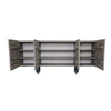 Modern Pale Gray Acacia and Iron 64" Storage Credenza