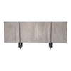 Modern Pale Gray Acacia and Iron 64" Storage Credenza