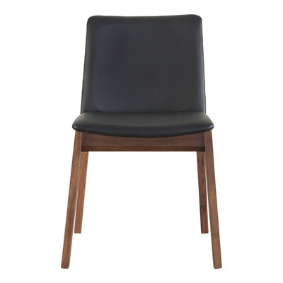 Modern Black Faux Leather and Walnut Frame Guest or Conference Chair (Set of 2)