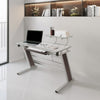 43" Cantilevered Glass-top Desk with Silver/Walnut Frame