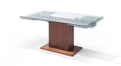 Walnut Conference Table or Desk with Glass Top (Extends from 63" to 95" W)