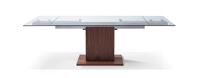 Walnut Conference Table or Desk with Glass Top (Extends from 63" to 95" W)