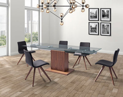 Walnut Conference Table or Desk with Glass Top (Extends from 63" to 95" W)