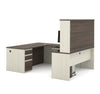 U-shaped Desk with Hutch in White Chocolate & Antigua