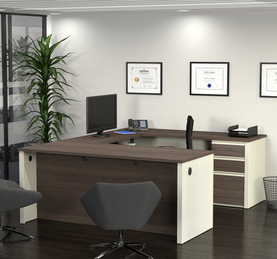 White Chocolate & Antigua Premium U-shaped Desk