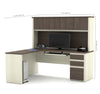 L-shaped Desk with Hutch in Modern White Chocolate & Antigua