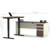 White & Antigua Single Ped Desk & 48" Height-Adjustable Side
