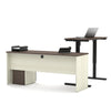 White & Antigua Single Ped Desk & 48" Height-Adjustable Side