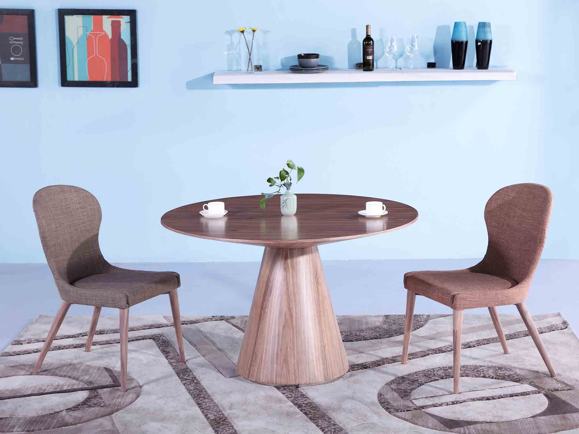 Modern Walnut Veneer 47" Circular Meeting Table