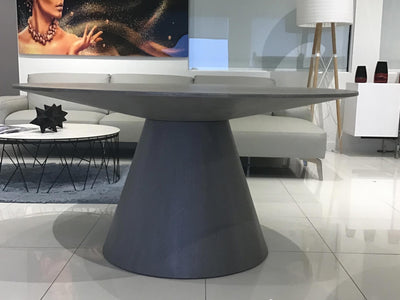 59" Round Meeting Table in Gray Oak Veneer