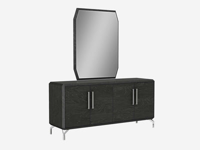 71" Gray Woodgrain Elegant Credenza with Mirror