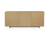 70" Gloss Gold Credenza with Textured Front