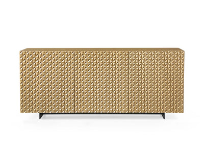 70" Gloss Gold Credenza with Textured Front