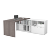 71" L-Shaped Bark Gray and White Office Desk with Storage