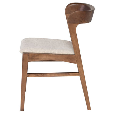 Modern Wood and Ivory Fabric Office Chair