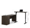 71" Dark Chocolate Single Pedestal Desk with Standing Desk Section