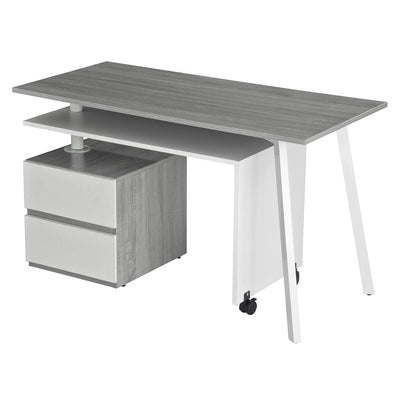 58" L-Shaped Transforming Desk in Gray & White