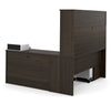71" Dark Chocolate L-Shaped Double Pedestal Desk with Hutch