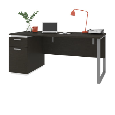 66" Deep Gray & White Executive Desk with Pedestal