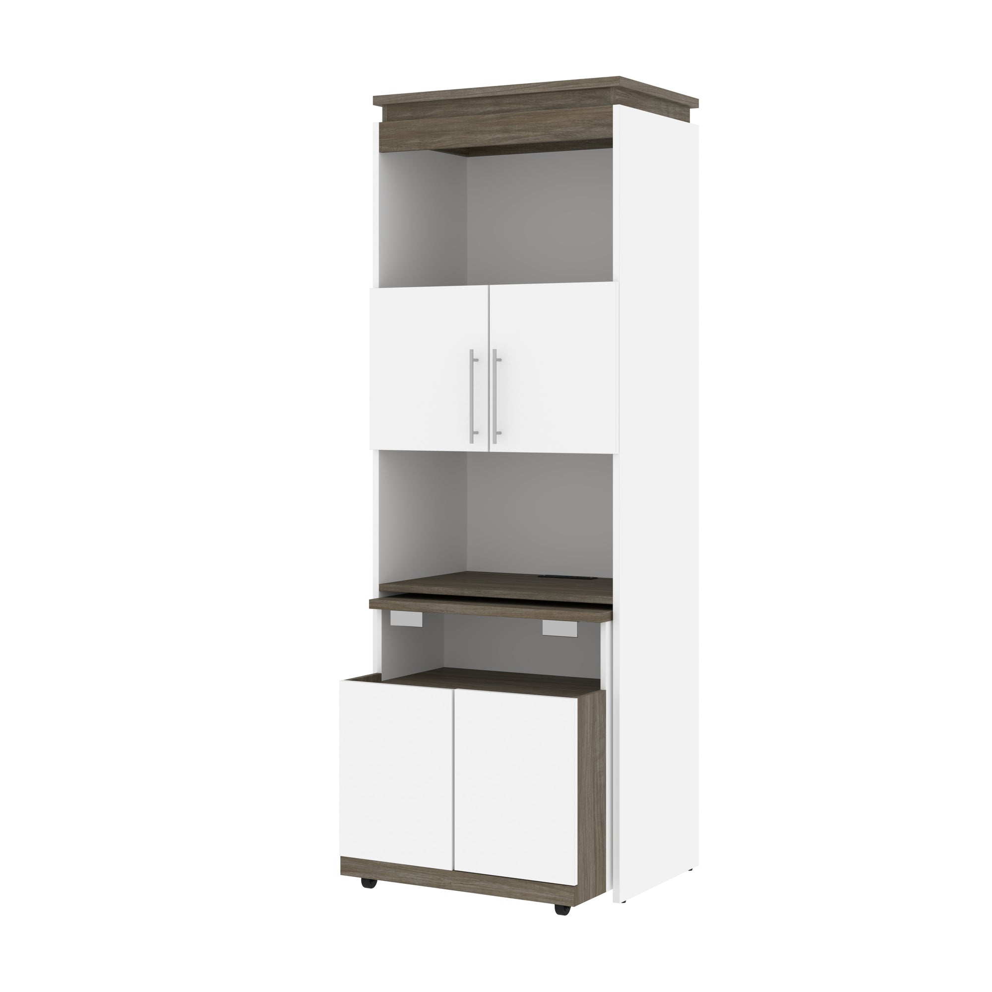 30" Collapsable Desk with Hutch in Walnut Gray/White