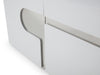 89" Modern White Lacquer Storage Credenza with Polished Stainless Accents