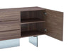 Modern Walnut 79" Storage Credenza with Glass Legs