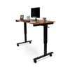 59" Sit-Stand Teak Office Desk w/ Wheels