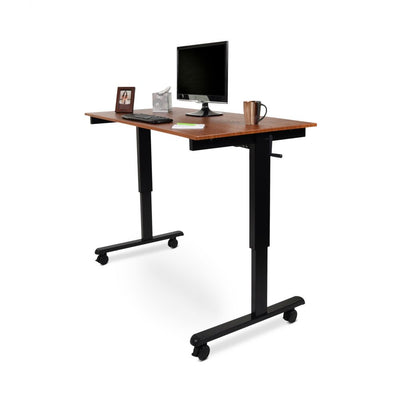 59" Sit-Stand Teak Office Desk w/ Wheels