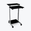 32" Black Veneer Sit-Stand Mobile Desk for Presentations