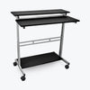 40" Black Veneer Sit-Stand Mobile Desk for Presentations