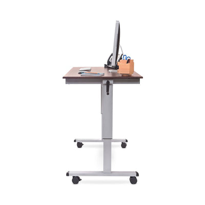 60" Crank Adjustable Wood Veneer Sit-Stand Mobile Office Desk